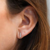 Pave Natural Diamond Flush Bar 14K Stud Earring