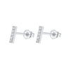 Pave Natural Diamond Flush Bar 14K Stud Earring