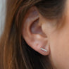 Pave Natural Diamond Flush Bar 14K Stud Earring