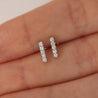 Pave Natural Diamond Flush Bar 14K Stud Earring