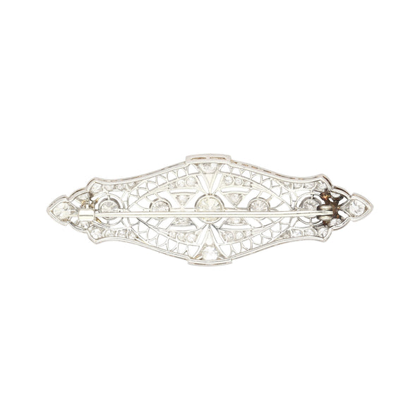 Platinum And 14K Gold 2.75 Carat Old European Cut Edwardian Brooch