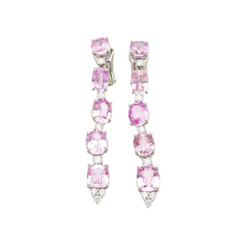 Platinum Set Color Changing Natural Pink Padparadscha Sapphire Dangle Earrings – Assay Jewelers