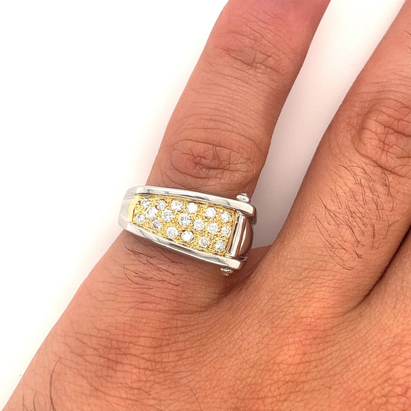 Platinum and 18K Gold Unisex Natural Diamond Pinky Ring