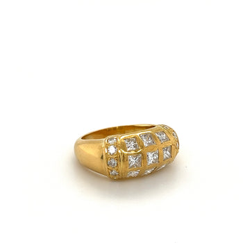 Princess Cut Diamond Cluster Dome Ring in 18k Yellow Gold – Assay Jewelers