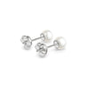 Real 6mm Japanese Cultured White Pearl Stud Earrings in 14k White Gold Plated Silver