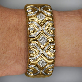 Retro 3 Carat Diamond Italian 18K Gold Vintage Cuff Bangle – Assay Jewelers