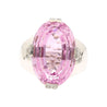 Retro Inspired 20.76 Carat Kunzite Ring in 18K White Gold with 0.66 CTW in Diamonds