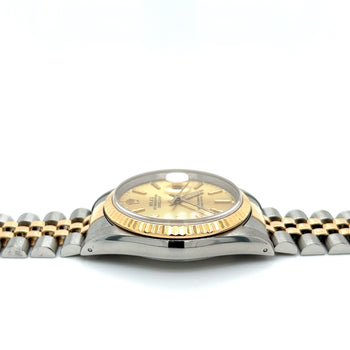 Rolex DateJust 36MM Champagne Tapestry Fluted Dial & Bezel in Two-Tone 18K And Stainless Steel With Jubilee Bracelet and Date and Rolex Box – Assay Jewelers
