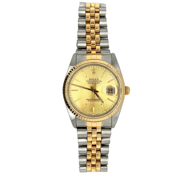 Rolex DateJust 36MM Champagne Tapestry Fluted Dial & Bezel in Two-Tone 18K And Stainless Steel With Jubilee Bracelet and Date and Rolex Box – Assay Jewelers