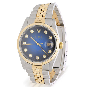 Rolex Datejust 16233 Blue Gradient Factory Diamond Dial Watch – Assay Jewelers