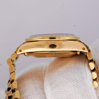 Rolex OP DateJust Presidential White Face 26mm Diamond Bezel 18K Gold Watch – Assay Jewelers
