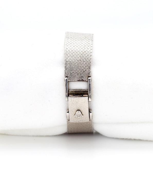 Rolex Precision Emerald & Diamond Bezel 18K White Gold Frosted Bracelet Watch