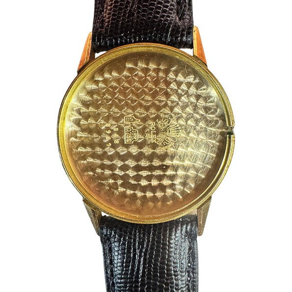 Rolex Speckled Gold Dial 33MM 18K Gold Precision Leather Watch