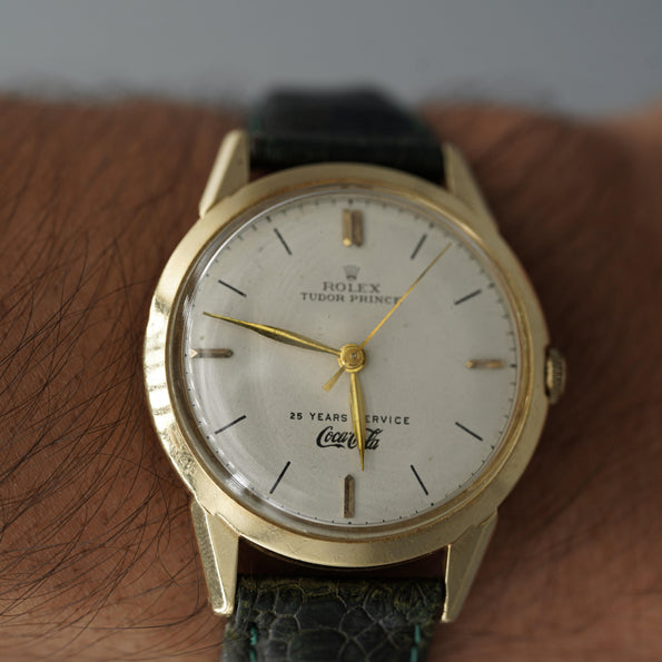 Rolex Tudor Prince 35mm Coca Cola 25 Years Service 14K Gold Watch