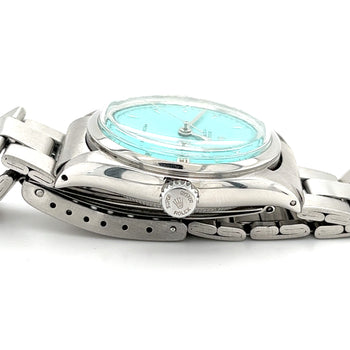 Rolex Turquoise Blue Oyster Perpetual Date Precision 36mm Vintage 1963 Watch In Stainless Steel With Oyster Bracelet – Assay Jewelers