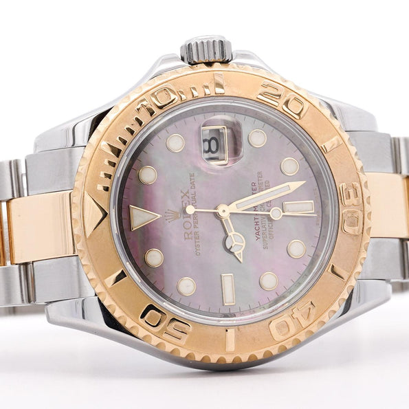 Rolex Yacht-Master 40 16623 Factory Black Mother of Pearl Dial 2 Tone Watch