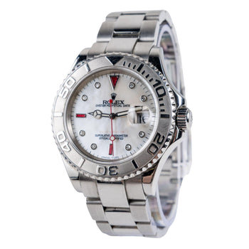Rolex Yachtmaster 16622 40mm Platinum Bezel Ruby Gem Dial Steel Oyster Watch – Assay Jewelers