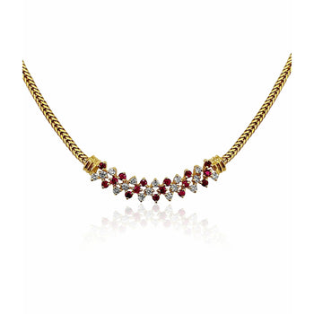 Ruby and Diamond Integral 14k Gold Cluster Necklace – Assay Jewelers