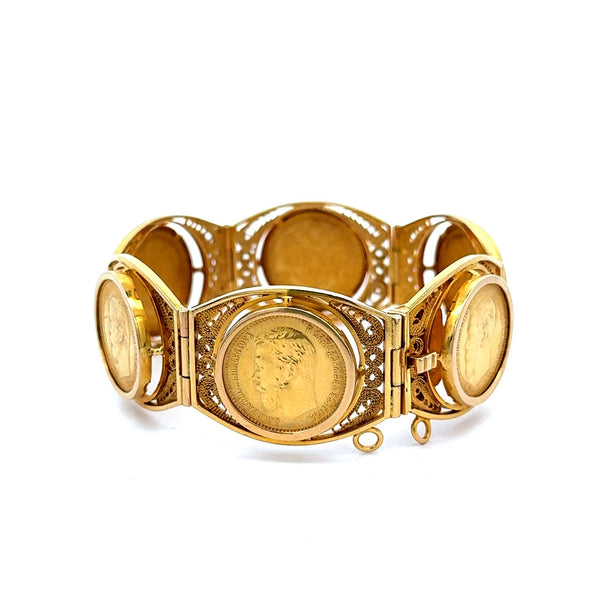 Russian Imperial 10 Ruble Nicholas II 1898 22K & 18K Gold Coin Bracelet