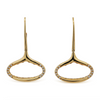 14K Gold Wide Open Oval Drop Diamond Wire Clip Earring - Made in Italy