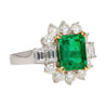 Semi Mount 1.87 Carat TW Round & Emerald Cut Diamond Halo Ring