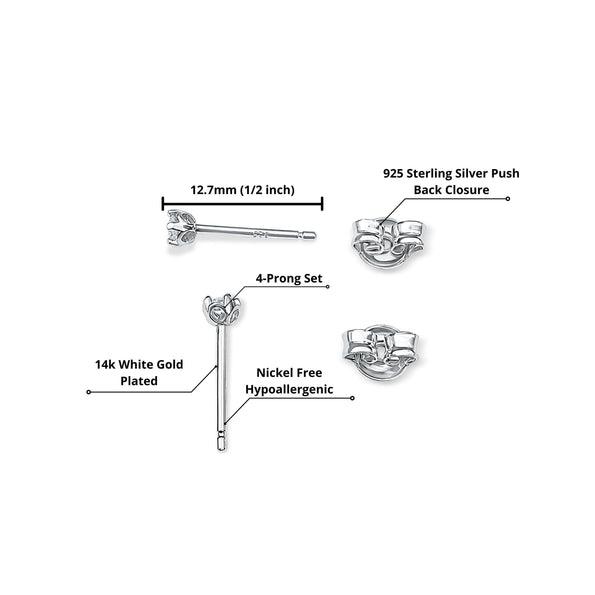 Single Stud 2.5mm Round Tiny Natural Diamond Earring in 925 Sterling Silver