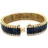 Square Cut Blue Sapphire and Diamond Cluster Tennis Bracelet