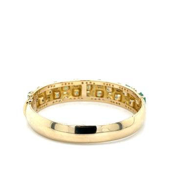 Square Cut Emerald and Baguette Diamond Bangle in 14k Yellow Gold – Assay Jewelers