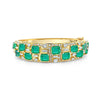 Square Cut Emerald and Baguette Diamond Bangle in 14k Yellow Gold