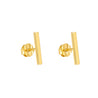 Thin 14K Gold Bar 10mm Stud Earrings On Push Backs
