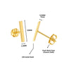 Thin 14K Gold Bar 10mm Stud Earrings On Push Backs