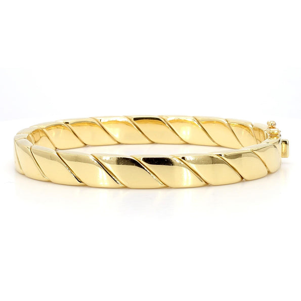 Tiffany & Co. 18K Gold Twisted Rope Flat Hinged Bangle Bracelet
