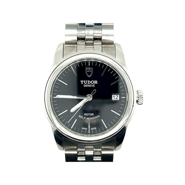 Tudor Glamour Date 55000 Black Dial 36mm Mens Watch w/ Box and Card