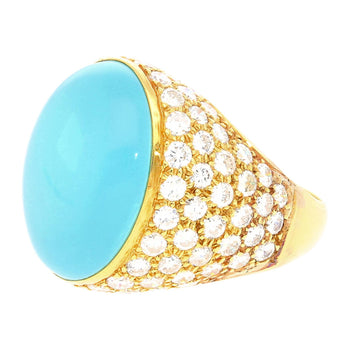 Turquoise & Diamond Pave 18K Gold Dome Ring – Assay Jewelers