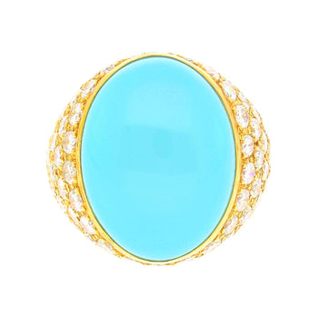 Turquoise & Diamond Pave 18K Gold Dome Ring – Assay Jewelers