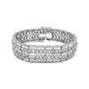 Unisex 18k Solid White Gold Baguette and Round Cut Natural Diamond 5-Row Multi Link Bracelet