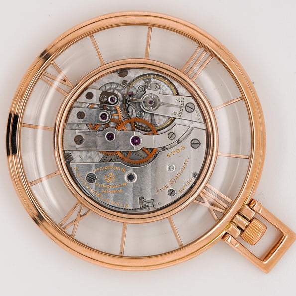 Vacheron Constantin 4798 Skeleton Roman Bezel 18K Rose Gold Pocket Watch