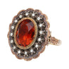 Victorian Era Antique 3.5 Carat Citrine and Diamond GIA Certified in Silver/Gold Ring