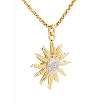 Vintage 0.85 Carat Sun Motif Diamond Pendant Necklace Crafted in 18k Yellow Gold – Assay Jewelers