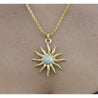 Vintage 0.85 Carat Sun Motif Diamond Pendant Necklace Crafted in 18k Yellow Gold