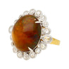 Vintage 11.36 Carat Opal and Briolette/Rose Cut Diamond Halo 18K Gold Ring