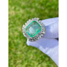 Vintage 12 Carat Colombian Emerald and Diamond Halo Ring Set in Palladium