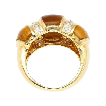 Vintage 14K Yellow Gold Tigers Eye & Diamond Dome Ring – Assay Jewelers