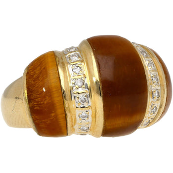 Vintage 14K Yellow Gold Tigers Eye & Diamond Dome Ring – Assay Jewelers