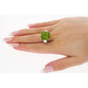 Vintage 14.11 Carat Peridot and Baguette Cut Diamond in 18K White Gold Ring