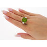 Vintage 14.11 Carat Peridot and Baguette Cut Diamond in 18K White Gold Ring