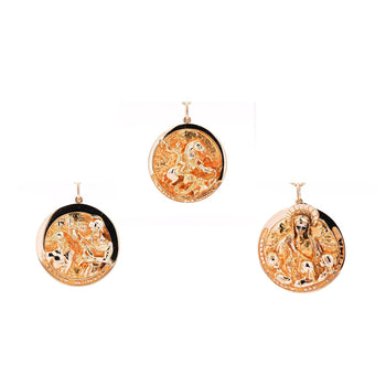 Vintage 14k Solid Gold Carved Medallion Pendant (Set of 3) by William Ruser - Our Lady of Fatima, Saint Martin, Saint George – Assay Jewelers
