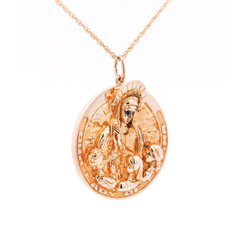 Vintage 14k Solid Gold Carved Medallion Pendant (Set of 3) by William Ruser - Our Lady of Fatima, Saint Martin, Saint George – Assay Jewelers