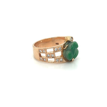 Vintage 18K Rose Gold Jadeite Jade Carved Frog Open Shank Ring – Assay Jewelers