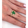 Vintage 18K Rose Gold Jadeite Jade Carved Frog Open Shank Ring with Diamond Side Stones